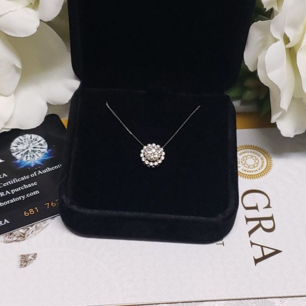 1 Carat Moissanite Flower Necklace with 925 Sterling Silver Chain